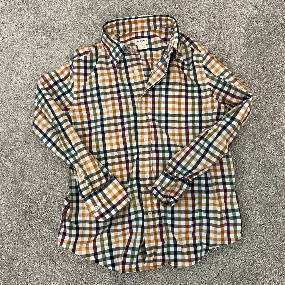 j crew, crew cuts, size 8, plaid button down shirt